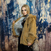 Brown faux fur jacket handmade detachable fluffy bomber fluorescent long hair premium outdoor coat in coffee brown