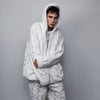 Golden faux fur joggers metallic pants handmade luminous fleece raver trousers premium party overalls in white and gold