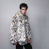 Cropped faux fur jacket fluffy spot print bomber festival leopard varsity aviator fleece coat high fashion cheetah pattern coat in off white