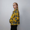 Punk tartan jacket plaid print grunge bomber catwalk gingham varsity jacket rocker bomber metalcore coat premium clueless blazer in yellow