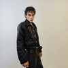 Cropped bomber jacket quilted short puffer grunge rocker coat textured aviator jacket utility gorpcore jacket in black