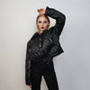 Cropped bomber jacket quilted short puffer grunge rocker coat textured aviator jacket utility gorpcore jacket in black