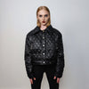 Cropped bomber jacket quilted short puffer grunge rocker coat textured aviator jacket utility gorpcore jacket in black