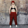 Faux fur joggers luxury fleece party pants handmade bear detachable trousers fluffy premium festival overalls in red black