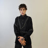 Metal chain shirt embellished long sleeve catwalk blouse high fashion grunge top going out dress party jumper in black
