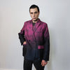 Gradient catwalk blazer tie-dye going out jacket punk rocker bomber high fashion coat grunge utility trench premium jacket in pink black
