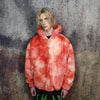 Tie dye fleece jacket handmade detachable neon fluffy bomber faux fur gradient coat 2 in 1 festival watercolor jacket in red