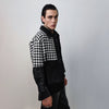 Houndstooth varsity jacket faux leather aviator big pocket dogtooth bomber check coat grunge varsity going out coat PU utility jacket black