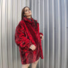 Luxury faux fur snake coat python print bomber handmade detachable fluffy jacket fleece puffer premium grunge trench in red black