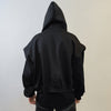 Shoulder padded utility hoodie Gothic pullover grunge punk jumper catwalk sweatshirt zip up gorpcore hooded top in black