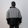 Houndstooth varsity jacket faux leather aviator big pocket dogtooth bomber check coat grunge varsity going out coat PU utility jacket black