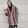 Luxury faux fur snake coat python print bomber handmade detachable fluffy jacket fleece puffer premium grunge trench in pastel pink