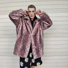 Luxury faux fur snake coat python print bomber handmade detachable fluffy jacket fleece puffer premium grunge trench in pastel pink