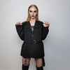 Utility blazer double buckle jacket grunge punk bomber gorpcore gothic coat going out varsity fancy dress coat catwalk jacket in black