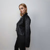 Cropped biker jacket faux leather racing aviator rocker bomber grunge going out coat PU utility catwalk jacket in black