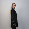 Faux leather sleeves blazer going out jacket utility PU bomber gorpcore coat fancy dress varsity catwalk coat gothic jacket in black