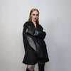 Faux leather sleeves blazer going out jacket utility PU bomber gorpcore coat fancy dress varsity catwalk coat gothic jacket in black