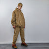 Golden faux fur joggers metallic pants handmade luminous fleece raver trousers premium party overalls in brown and gold