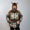 Zombie print bomber handmade reversible graffiti puffer devil horn jacket detachable Horror cartoon coat two sided hooded jacket in orange