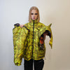 Zombie print bomber handmade reversible graffiti puffer devil horn jacket detachable Horror cartoon coat two sided hooded jacket in orange