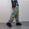 Disco faux fur joggers 70s raver pants fluffy psychedelic trousers ski fleece tie-dye overalls festival bottoms burning man pants blue pink