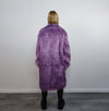Shaggy faux fur longline coat neon trench bright raver bomber fluffy winter fleece luminous festival jacket burning man coat in purple