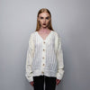 Mesh cardigan transparent sweater distressed knitted jumper textured see-through grunge top punk sweatshirt in white