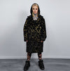 Golden foil long coat hooded metallic painted trench going out bomber detachable party fleece removable sleeves burning man jacket in black