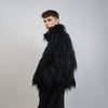 Shaggy faux fur jacket black long hair fluffy going out bomber party fleece fancy dress peacoat high fashion fuzzy Gothic coat rave puffer