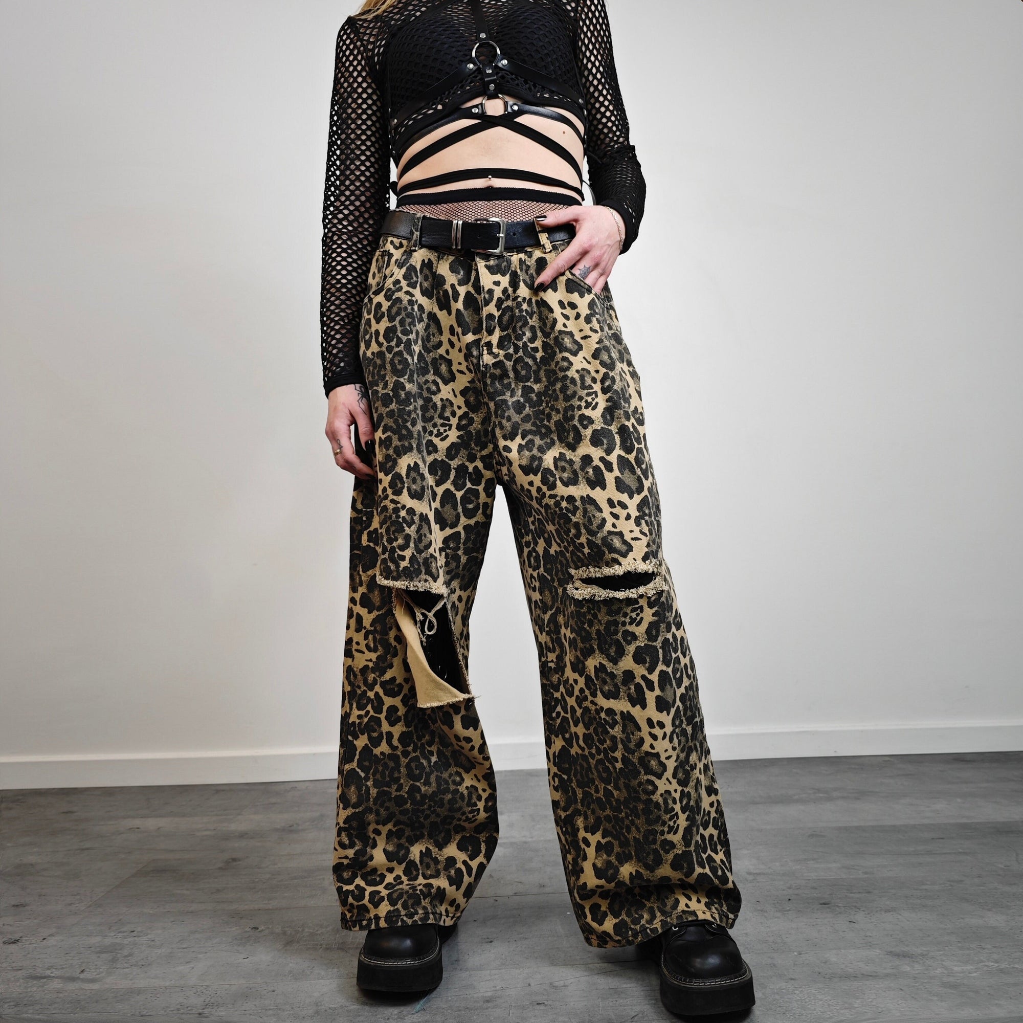 Cheetah wide leg pants best sale