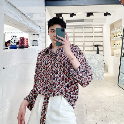 Summer floral long-sleeved shirt