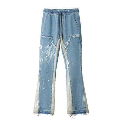 Cotton regular denim printed jeans