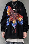 butterfly printed round neck sweater