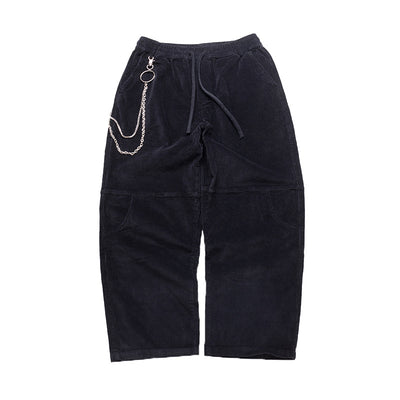 Copy of textured loose fit chain attached corduroy casual pants in 4 colors