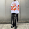 Flame & bones Printed Long Sleeve thin skull rave sweatshirt in two colors