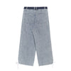 Wide leg raw finish middle stitch bleached straight fit jeans in blue
