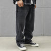 Straight fit slightly baggy distressed black premium quality jeans in black