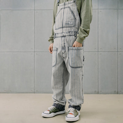 Denim overalls distressed loose fit casual jeans