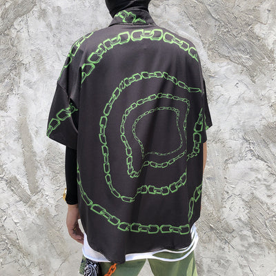 Psychedelic chain print short sleeve digital graphic shirt