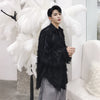Unusual feather transparent finish  square collar long sleeve high fashion  shirt