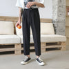 draped straight wide leg low waist straight fit plaid check casual pants in 2 colors