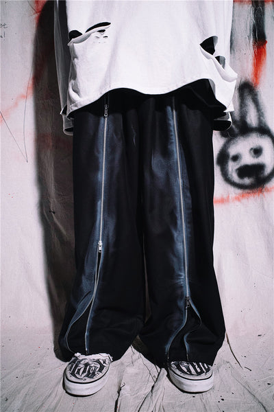 Dark black spray painted casual trousers