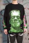 Creepy Frankenstein horror print long-sleeved thin sweatshirt