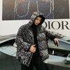 Sequins embroidered diamante finish hooded bomber Korean skater puffer coat