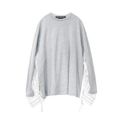 Designer Two Piece Striped Wrinkled Sleeve Girl Sweatshirt