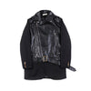 double sleeves stitching Pu fake leather longer length biker jacket