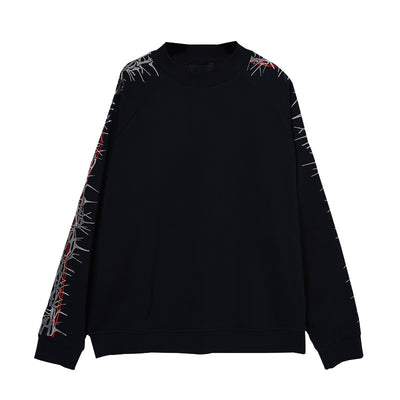 embroidery thorns printed long-sleeved sweater