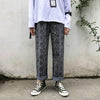Snake lizard animal print overalls wide leg straight fit roll up casual pants