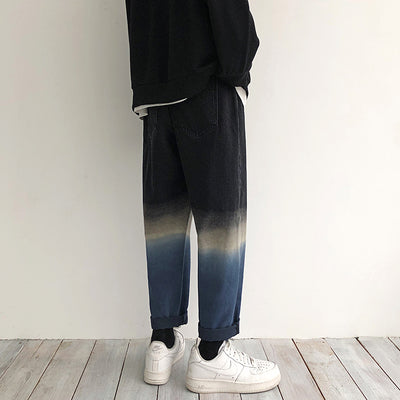 Straight fit gradient tie-dye denim jean trousers