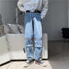 knee-hole loose strap design trousers